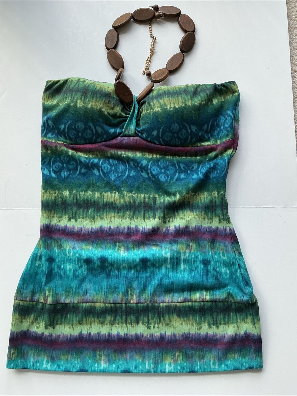Almost Famous Halter Top Aqua & Green Sz S